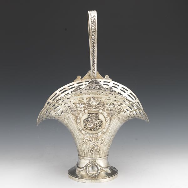 GERMAN SILVER LARGE FAN SHAPE BASKET,