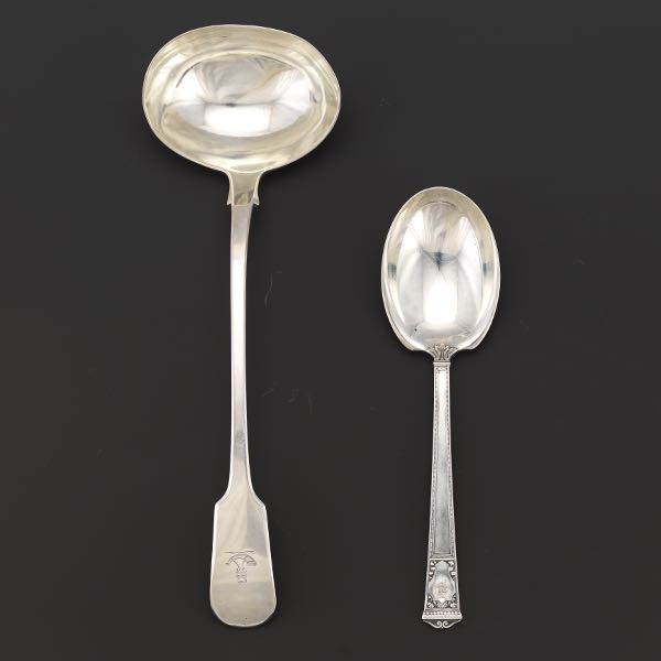 TWO STERLING SERVING SPOONS One 2ae2a5