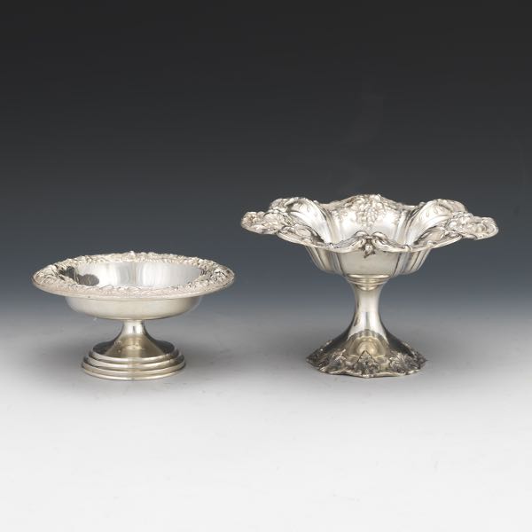 TWO STERLING SILVER FOOTED COMPOTES