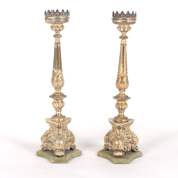 SILVER CLAD CANDLEHOLDERS 23H  Ornate