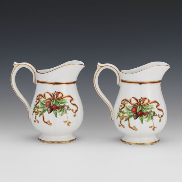 TWO TIFFANY HOLIDAY 30 OZ PITCHERS 2ae318