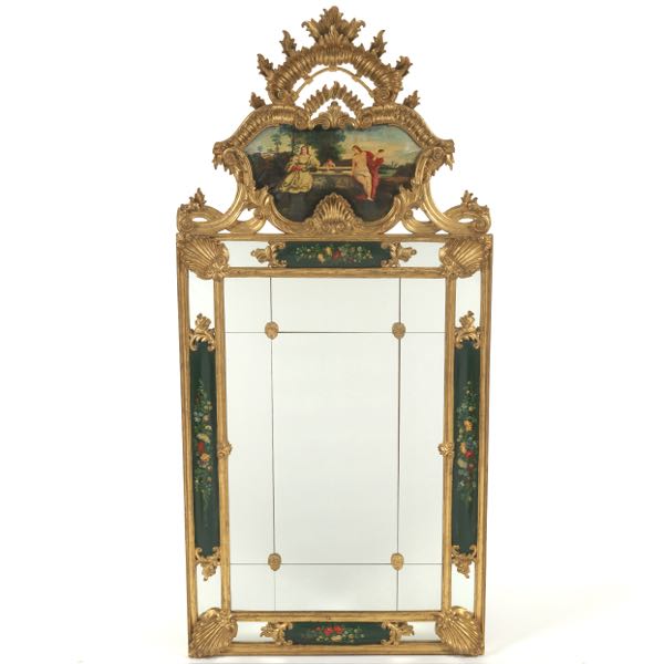 FRENCH HAND PAINTED WALL MIRROR 2ae354