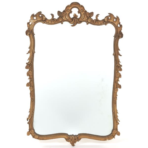 CARTOUCHE SHAPED GOLD GILT MIRROR