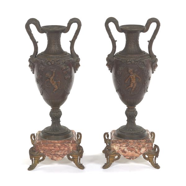 PAIR OF FRENCH PATINATED AND ORMOLU