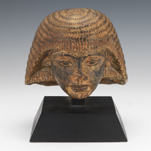 EGYPTIAN CARVED STONE HEAD OF AN