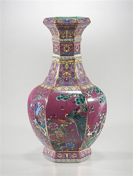 Chinese enameled porcelain hexagonal