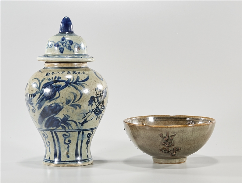Two Chinese glazed porcelains;