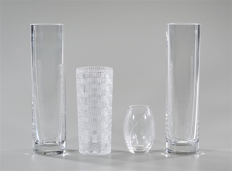 Four Tiffany & Co. crystal vases; including