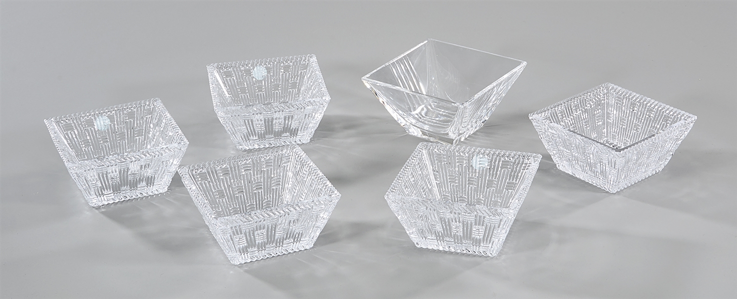 Six Tiffany & Co. crystal ashtrays;