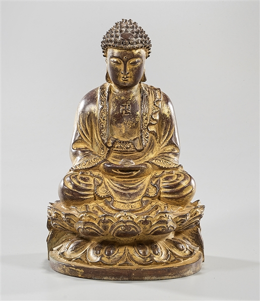 Chinese gilt bronze seated Buddha;