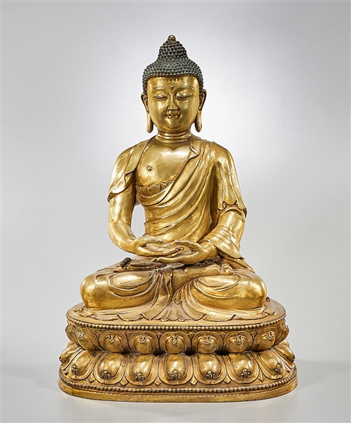 Chinese gilt bronze seated Buddha;