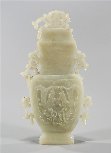 Chinese carved jade covered vase  2ae4d6