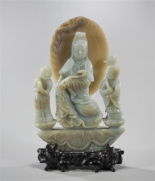 Chinese carved jade seated Buddha