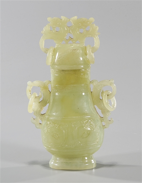 Chinese carved jade covered vase  2ae4d5