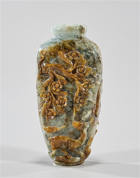 Carved Burmese jadeite vase depicting 2ae4dc