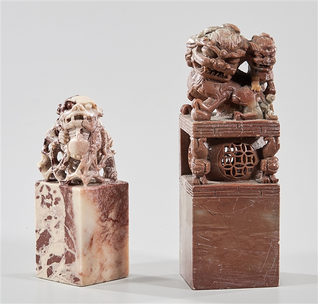 Two Chinese carved blank soapstone