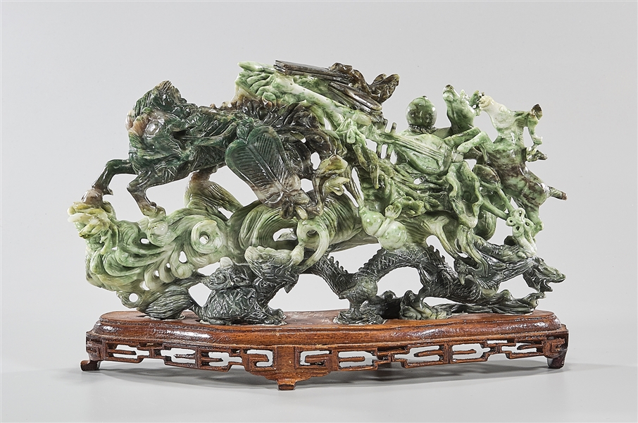 Chinese carved 'Honan' jade group;