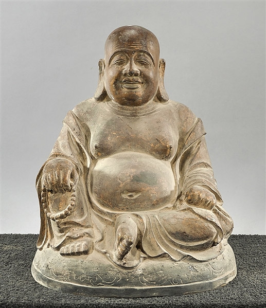 Chinese bronze seated Budhai; 22"