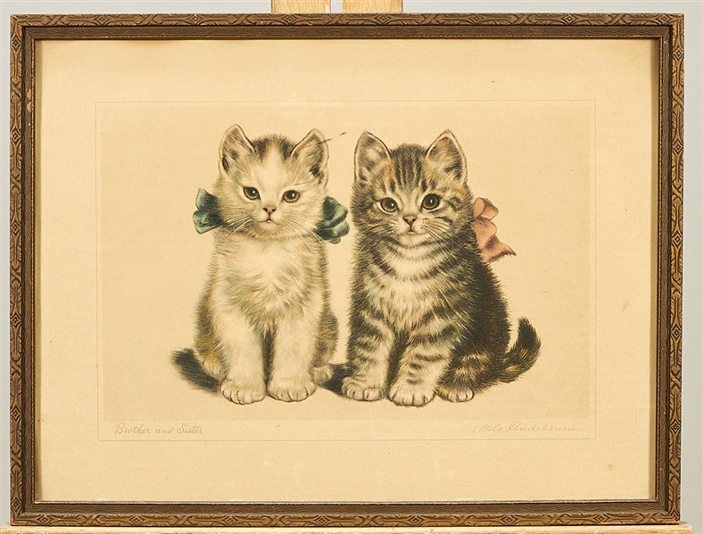 Group of four cat themed artworks  2ae531