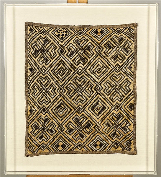 Framed African Kuba textile 18  2ae52e