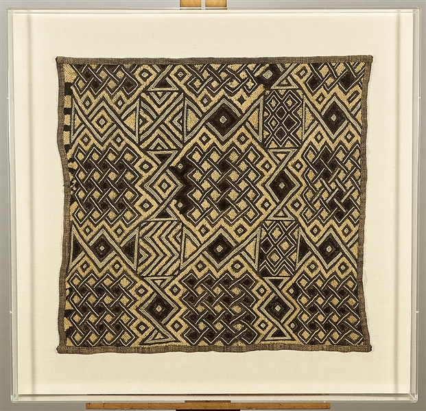 Framed African Kuba textile; 20