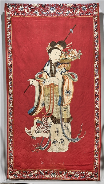 19th century hanging Chinese embroidered 2ae54d