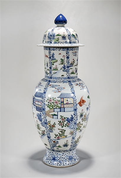 Tall Chinese enameled, red, blue