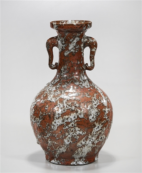 Chinese glazed ceramic vase; iron