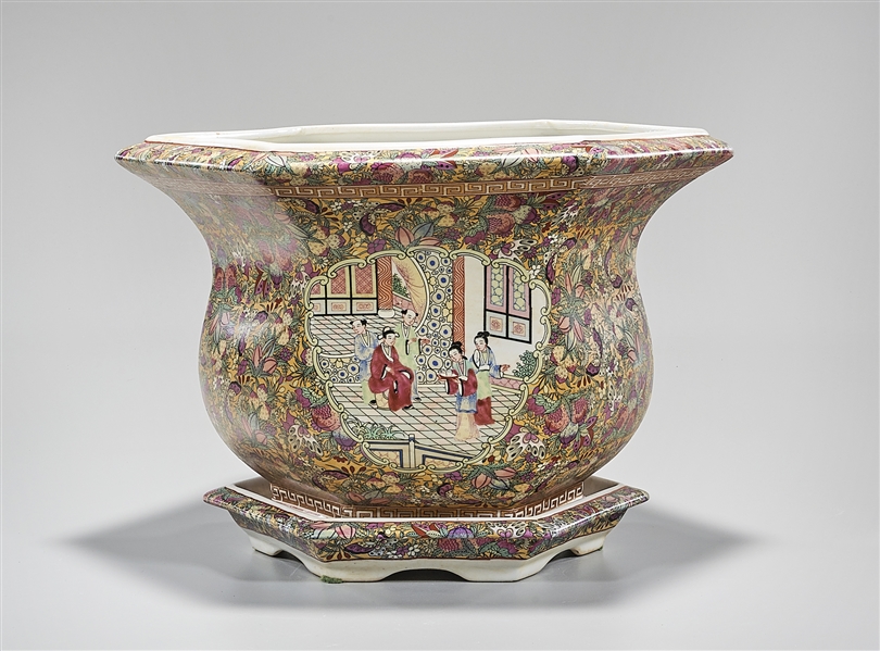 Chinese famille rose porcelain jardiniere;