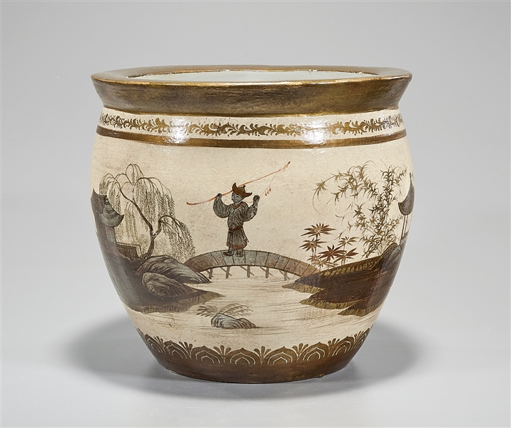 Asian brown glazed porcelain jardiniere  2ae587