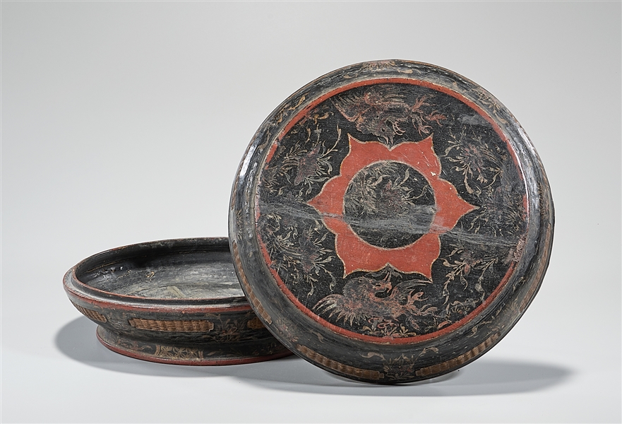 Chinese painted wood covered circular 2ae590