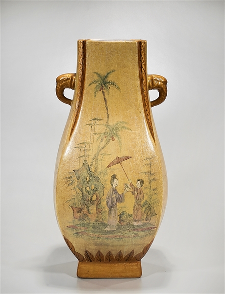Chinese glazed ceramic vase; elephant