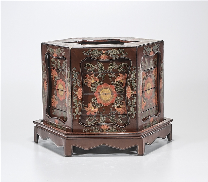 Chinese lacquer stacking four tiered 2ae5c8