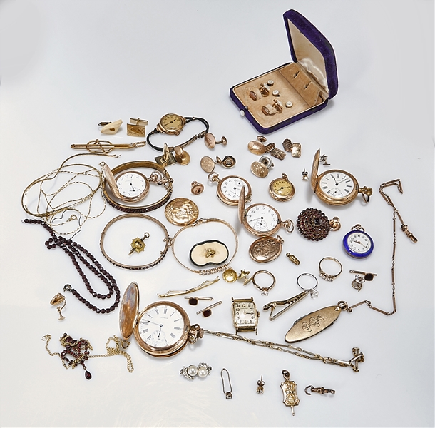 Group of various gold-plated jewelry