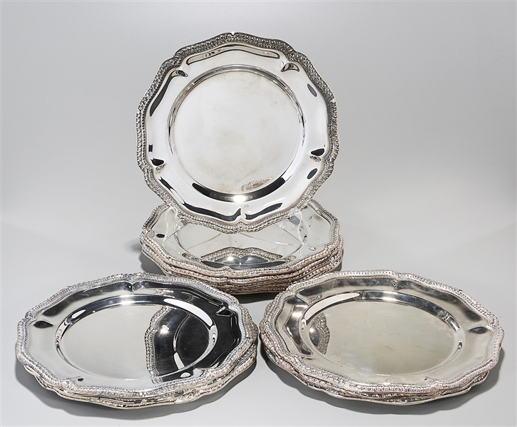 Group of 12 English silverplate dinner