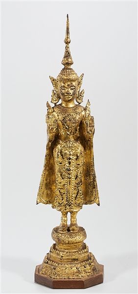 Thai gilt metal standing Buddha;