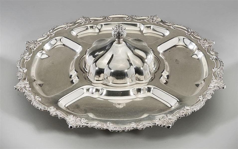 Large silver plate footed condiment