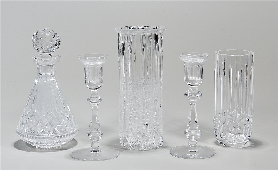 Group of five various crystal glassware