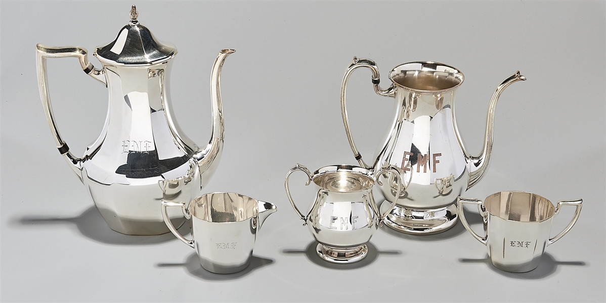 Group of five silver plate service