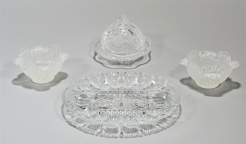 Group of four cut crystal decorative