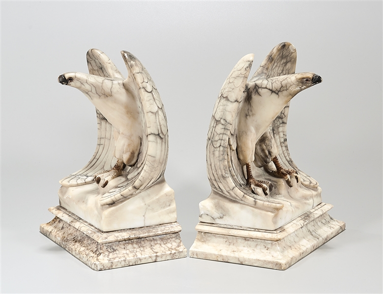 Pair of marble bird of prey bookends  2ae65a