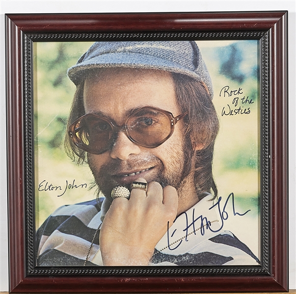 Elton John signed memorabilia; framed;