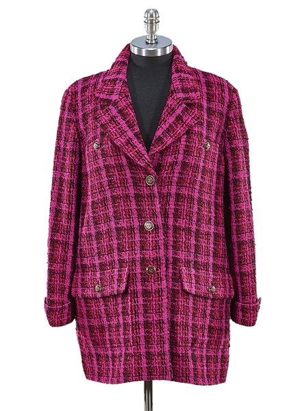 Chanel women's pink and black wool