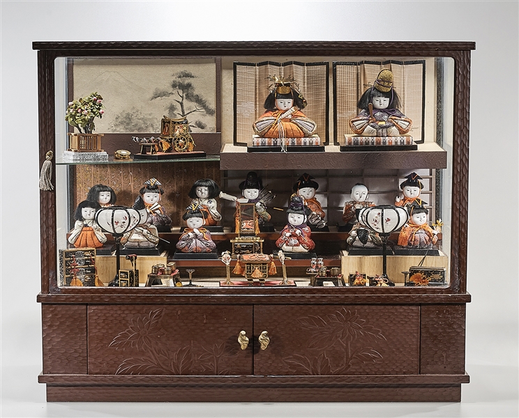 Large display case with numerous Japanese