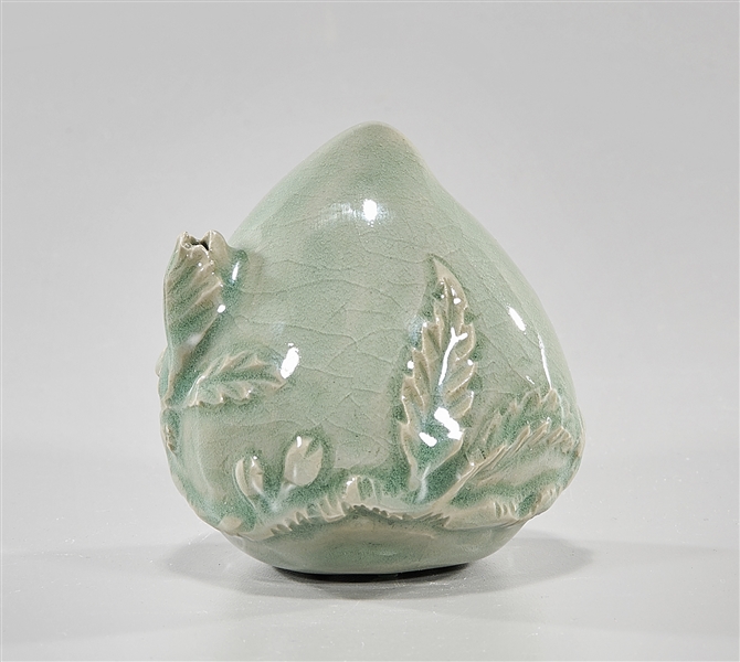 Korean celadon crackle glazed peach