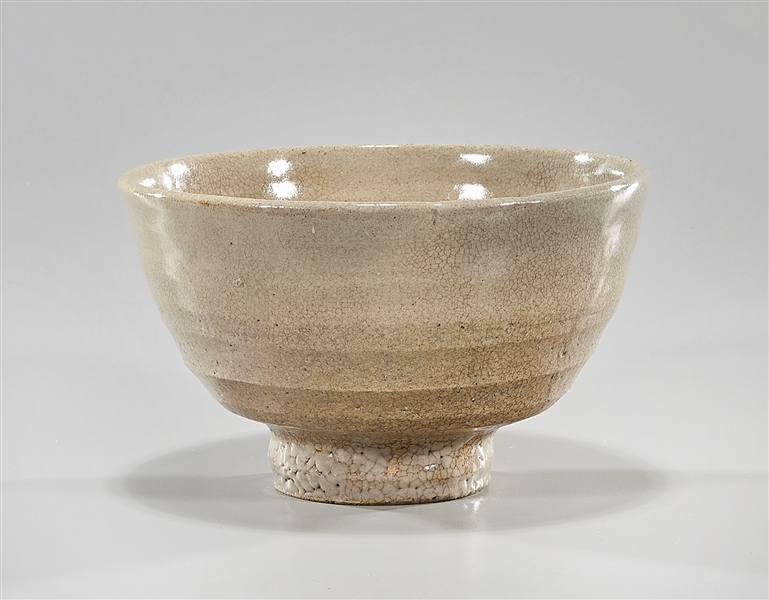 Korean glazed ceramic footed bowl;