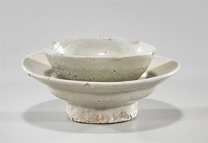 Korean glazed ceramic cup and stand  2ae6c6
