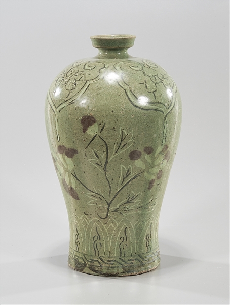 Korean celadon glazed vase; with