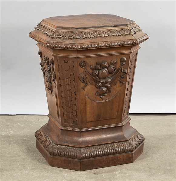 Chinese carved wood octagonal stand;