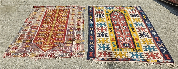 Two Turkish geometric kilim rugs  2ae6f9